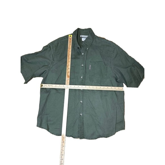 Columbia One Pocket Button Short Sleeve 100% Cotton Shirt Men's Green Size Med - Picture 4 of 9